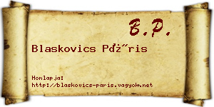 Blaskovics Páris névjegykártya